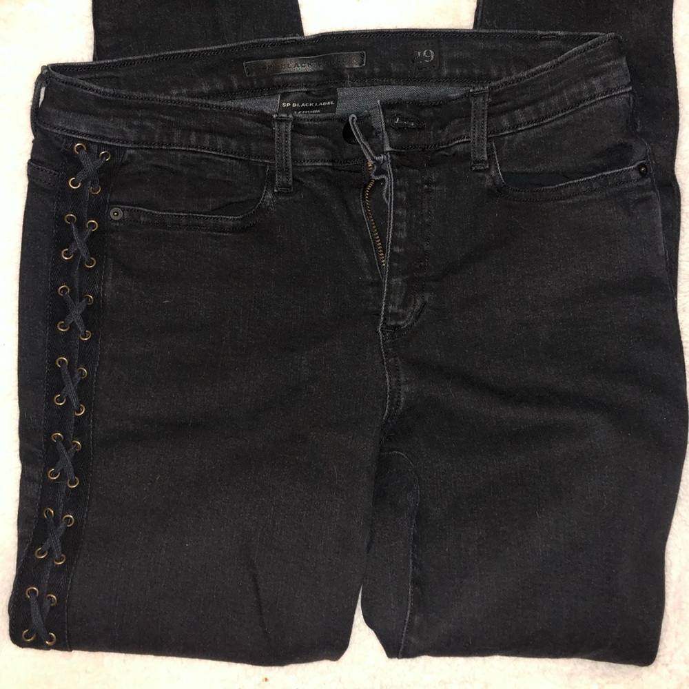 SP Black Label Lace Up Black Skinny Jeans